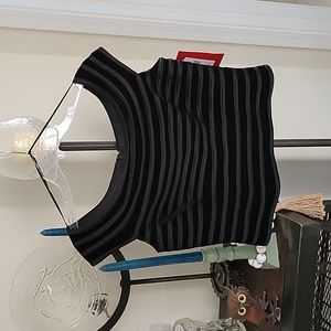 JS Collections black silk/velvet striped off the shoulder size 12 top.